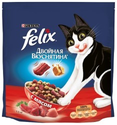 Сухой корм, Felix (Феликс) 1.5 кг Двойная вкуснятина мясо для кошек